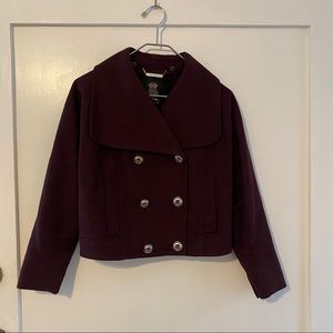 Cropped Double Breasted Coat Wide Lapel made from Italian Wool